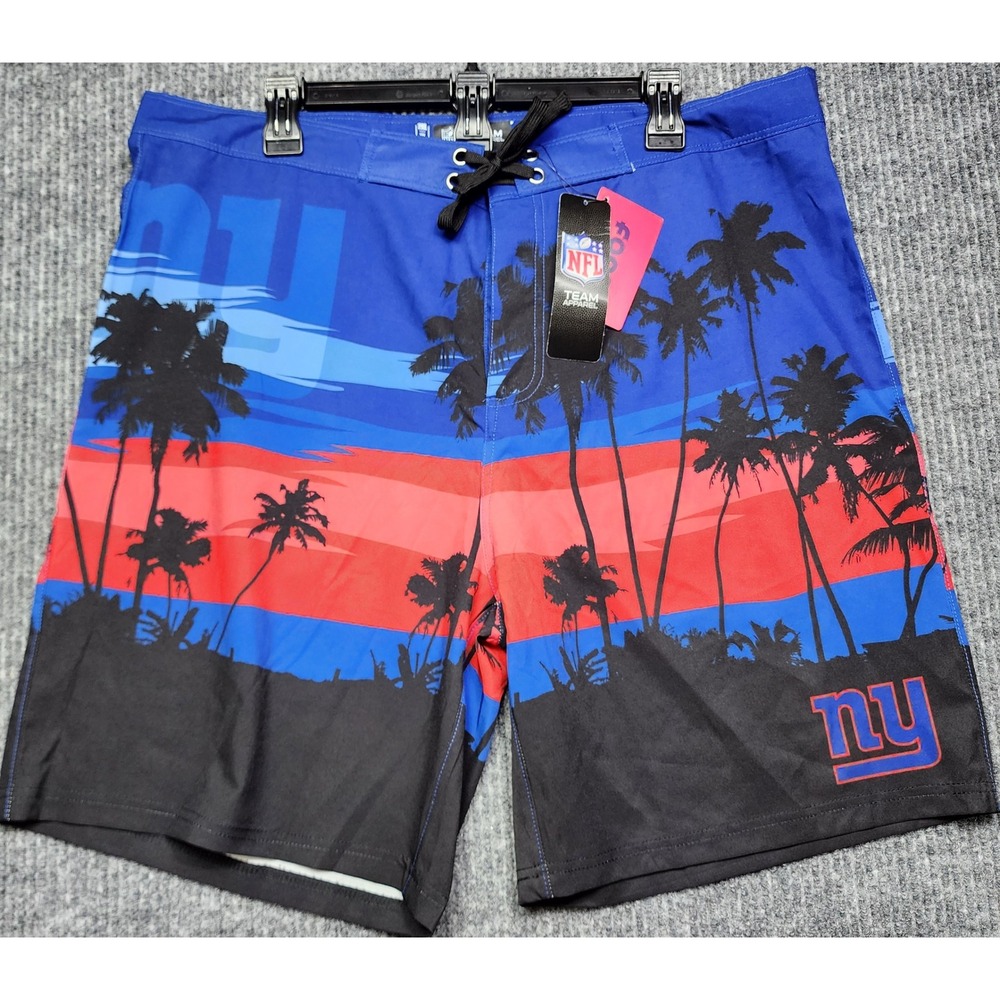 FOCO NFL New York Giants Mens 2XL Board Shorts Blue Tropical Sunset Swim Trunks